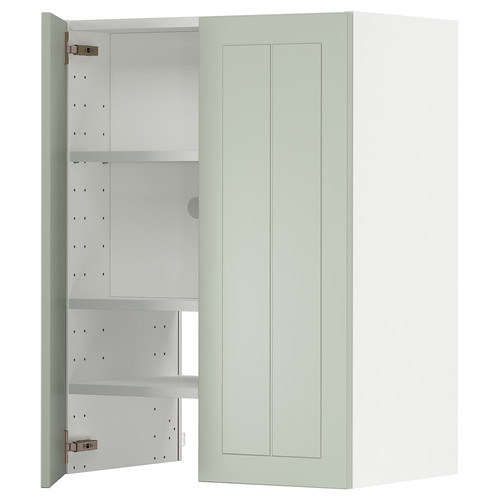 METOD Wall cb f extr hood w shlf/door, white/Stensund light green, 60x80 cm