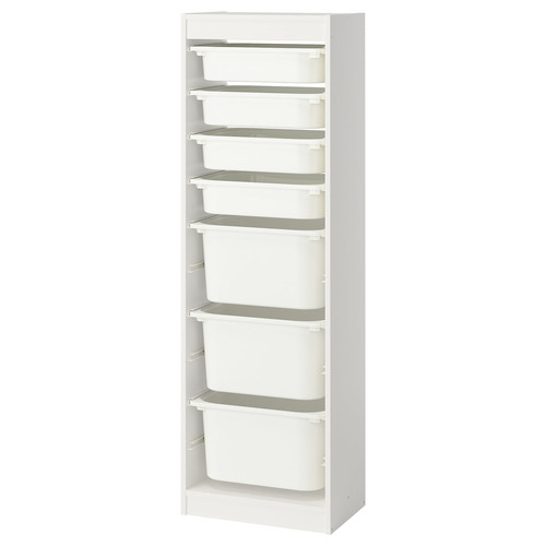 TROFAST Storage combination with boxes, white/white, 46x30x145 cm