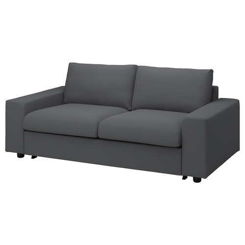 VIMLE Cover for 2-seat sofa-bed, with wide armrests/Hallarp grey