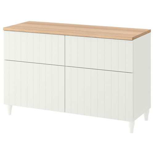 BESTÅ Storage combination w doors/drawers, white, Sutterviken/Kabbarp white, 120x42x76 cm