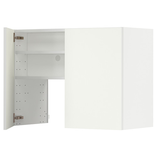 METOD Wall cb f extr hood w shlf/door, white/Vallstena white, 80x60 cm