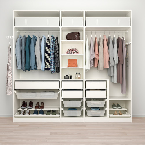 PAX Wardrobe combination, white, 250x58x236 cm