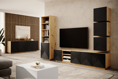 Four-Door Cabinet Asha 200cm, artisan/matt black