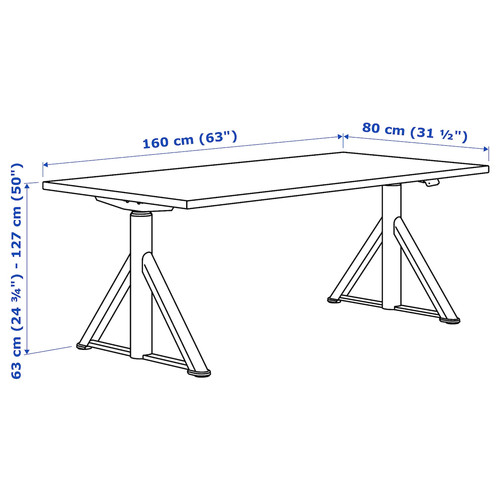 IDÅSEN Desk sit/stand, brown/dark grey, 160x80 cm