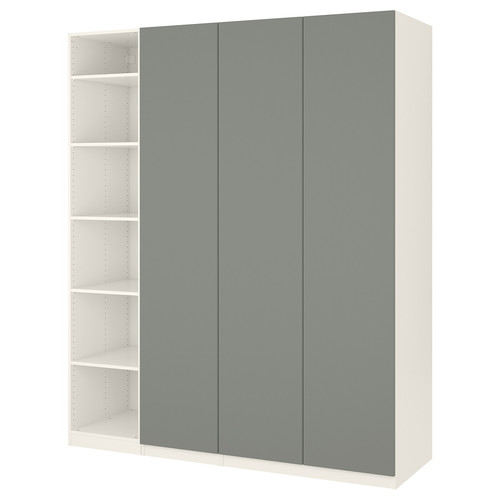 PAX Wardrobe, white, Reinsvoll grey-green, 200x60x236 cm