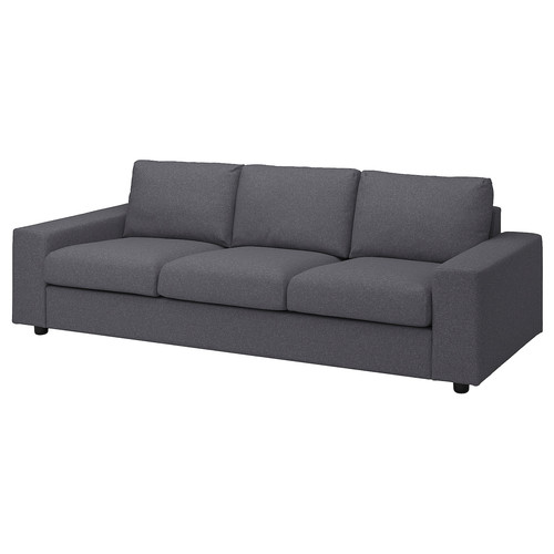 VIMLE Cover for 3-seat sofa, with wide armrests/Gunnared medium grey