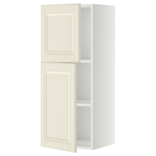 METOD Wall cabinet with shelves/2 doors, white/Bodbyn off-white, 40x100 cm