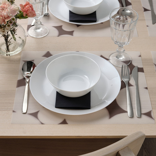 VÅRKLYNNE Place mat, patterned black/white, 36x29 cm