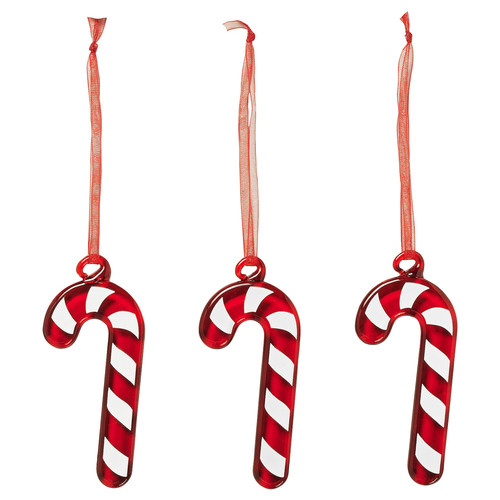 VINTERFINT Tree ornament, glass/candy cane red/white, 8 cm