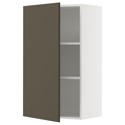 METOD Wall cabinet with shelves, white/Havstorp brown-beige, 60x100 cm