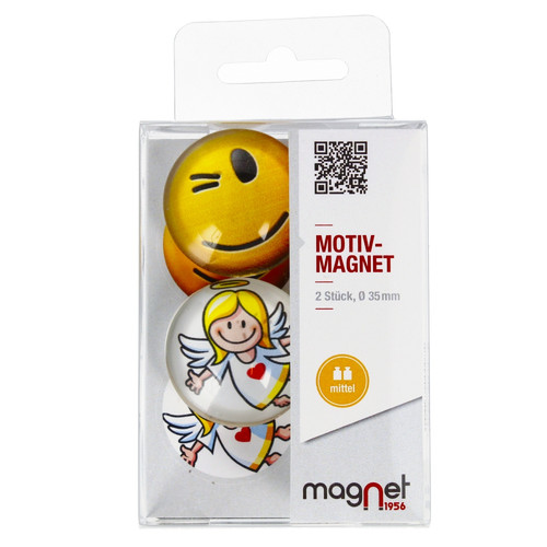 Glass Motiv Magnet 3.5cm 2pcs Smiley/Angel