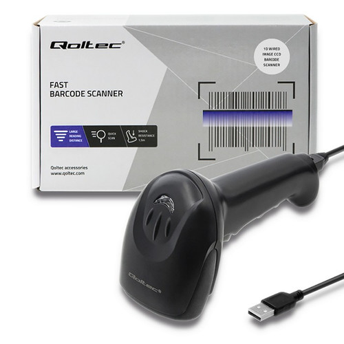 Qoltec Laser Barcode Reader 1D CCD USB