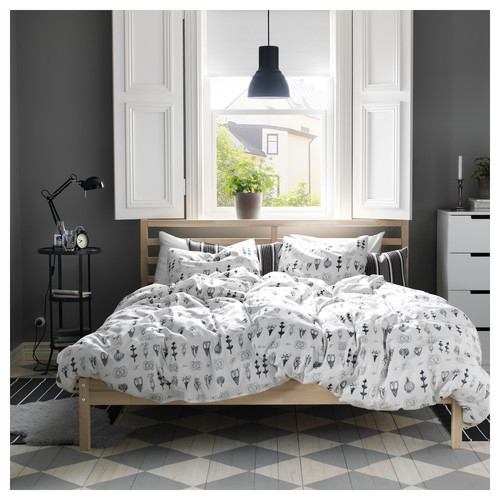 TARVA Bed frame, pine/Lindbåden, 140x200 cm