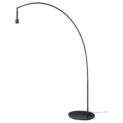 LERGRYN / SKAFTET Floor lamp base, arched, beige/black