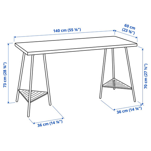 MITTCIRKEL / TILLSLAG Desk, lively pine effect/white, 140x60 cm