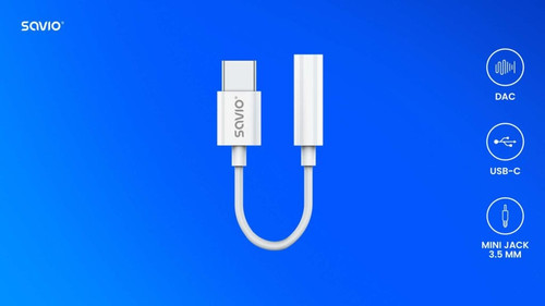 Savio Adapter Cable AK-51 USB-C - Mini Jack 3.5mm