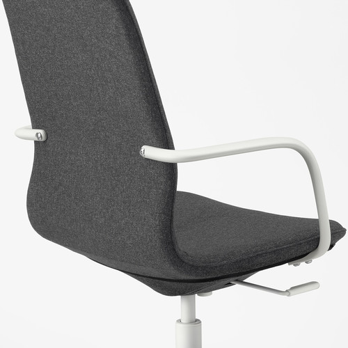 LÅNGFJÄLL Office chair with armrests, Gunnared dark grey/white, 68x68 cm