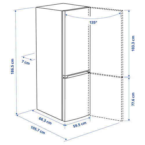 ALINGSÅS Fridge/freezer, IKEA 500 freestanding/stainless steel, 210/106 l