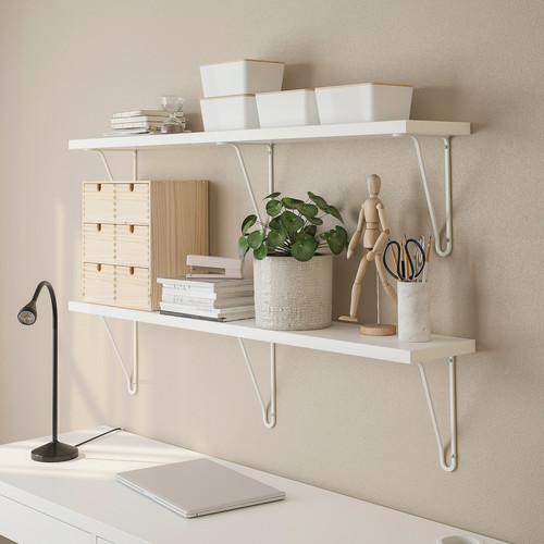 BERGSHULT / FÖRLÄGGARE Wall shelf, white/white, 120x20 cm