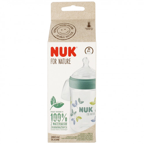 NUK For Nature Baby Bottle 260ml Size M, green