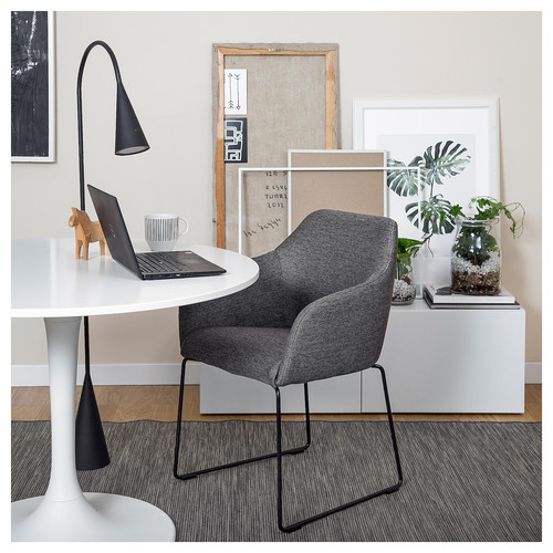 TOSSBERG Chair, black metal, gray