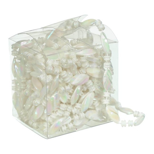 Christmas Decoration Beads 8m, white/opalescent