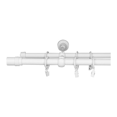 Double Curtain Rod GoodHome Anafi 19/16 mm 160 cm cylinder, matt white