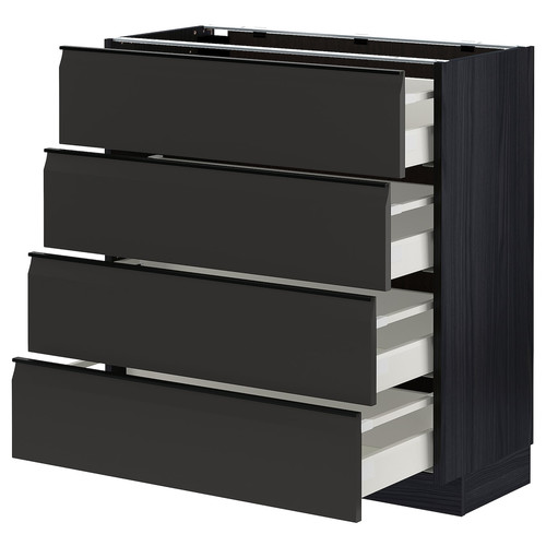 METOD / MAXIMERA Base cab 4 frnts/4 drawers, black/Upplöv matt anthracite, 80x37 cm