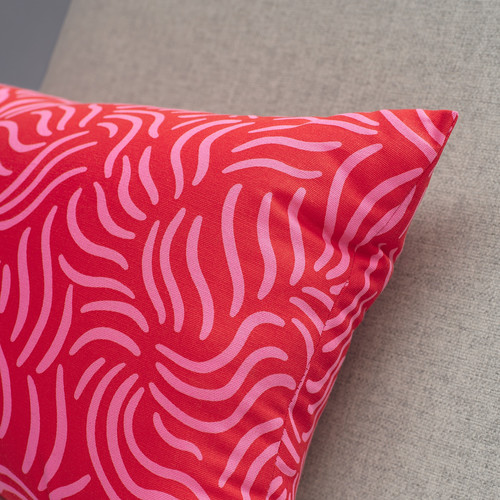 SANDMOTT Cushion, bright red/bright pink, 30x58 cm