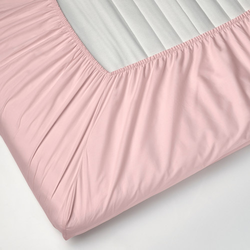 ULLVIDE Fitted sheet with an elastic band for the mat, light pink, 160x200 cm