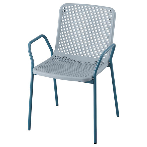 TORPARÖ Chair with armrests, in/outdoor, light grey-blue