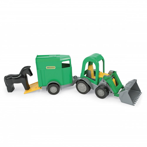 Tractor-Loader with Horse Trailer, assorted colours 1+