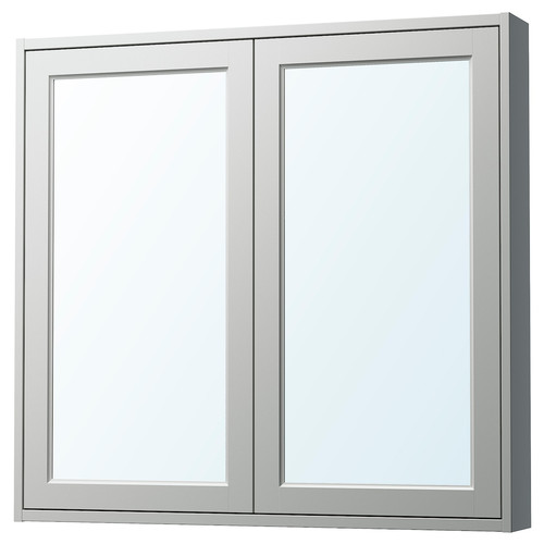 TÄNNFORSEN Mirror cabinet with doors, light grey, 100x15x95 cm