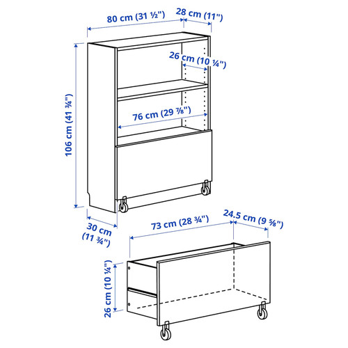 BILLY Bookcase with drawer, white, 80x30x106 cm