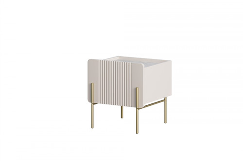 Bedside Table Nightstand Malmi 45 cm, cashmere, crema bianca, gold legs