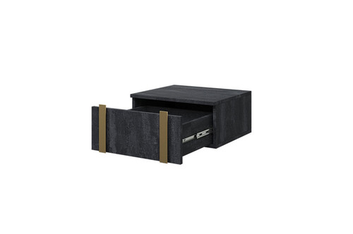 Wall-Mounted Bedside Table Verica Set of 2, charcoal/gold handles