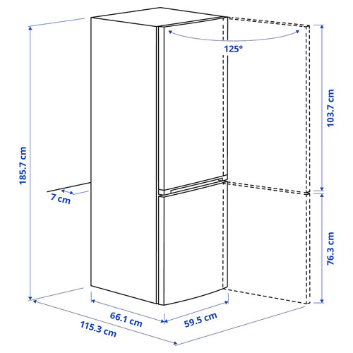 VINDÅS Fridge/freezer, IKEA 300 freestanding/stainless steel colour, 223/120 l