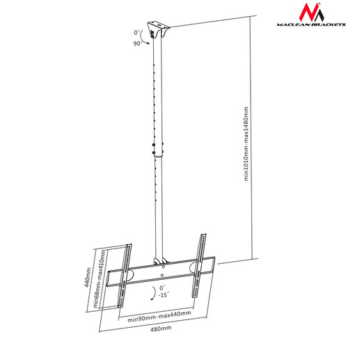 Maclean Ceiling TV Mount 32-55" 50kg MC-631