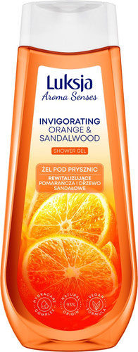 Luksja Aroma Senses Invigorating Shower Gel Orange & Sandal Wood 93% Natural Vegan 500ml