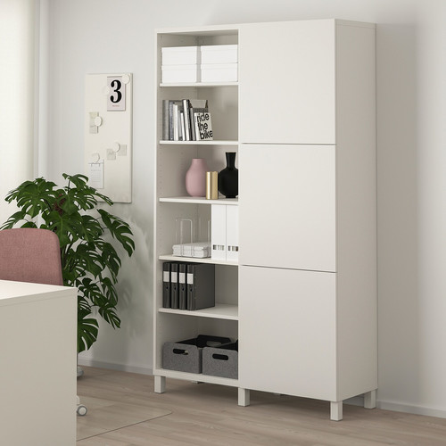 BESTÅ Storage combination with doors, white, Lappviken/Stubbarp white, 120x42x202 cm