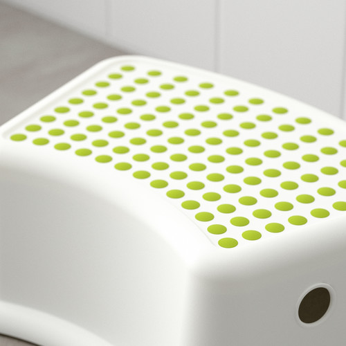 FÖRSIKTIG Children's stool, white, green