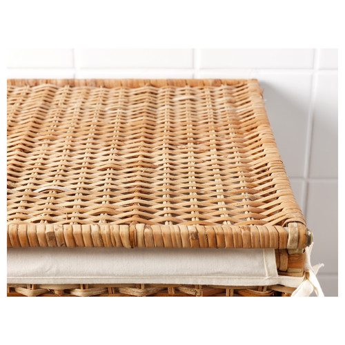 BRANÄS Laundry basket with lining, rattan, 80 l