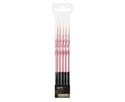 Candles Twist Ombre 5pcs, pink/white