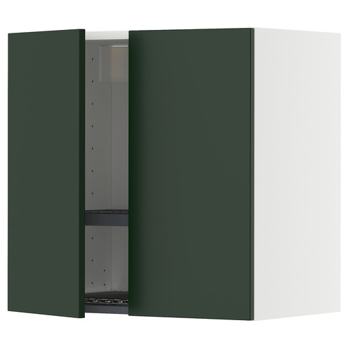 METOD Wall cabinet w dish drainer/2 doors, white/Havstorp deep green, 60x60 cm