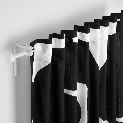 SKÄRMTRY Curtains, 1 pair, black/white, 145x300 cm