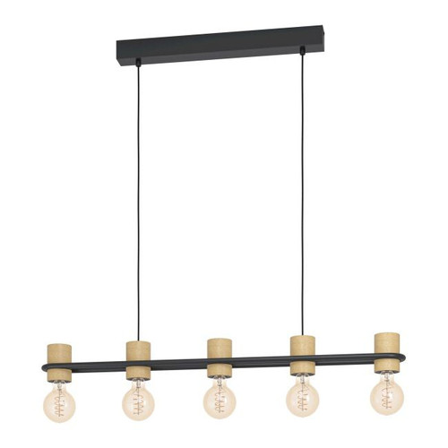 Pendant Lamp Chieveley 5 x E27, black-wood