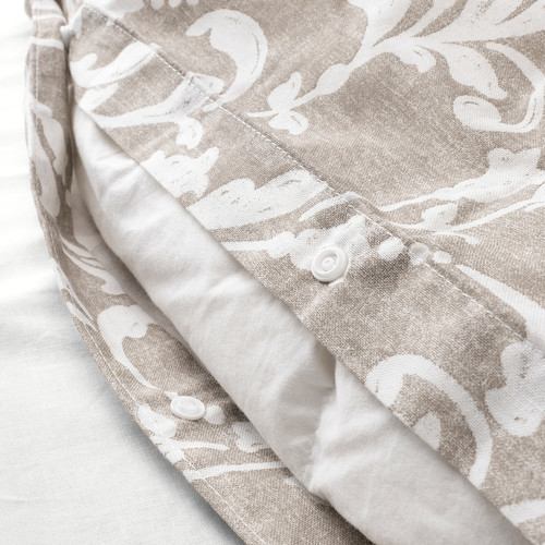 VÅRBRÄCKA Quilt cover and 2 pillowcases  beige, 200x200/50x60 cm