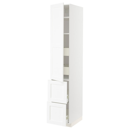 METOD / MAXIMERA Hi cab w shlvs/4 drawers/dr/2 frnts, white Enköping/white wood effect, 40x60x220 cm