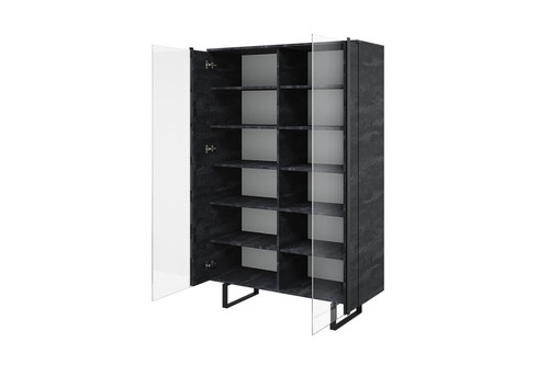 High Display Cabinet Verica 120 cm, charcoal, black legs