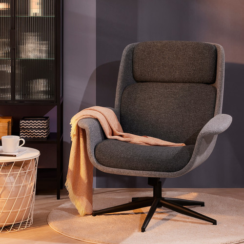 ÄLEBY Swivel armchair, Gunnared medium grey/dark grey